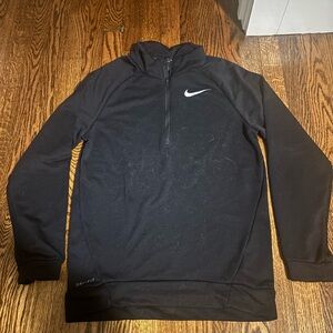 Nike Black Quarter-Zip Dri-FIT Pullover with White Swoosh